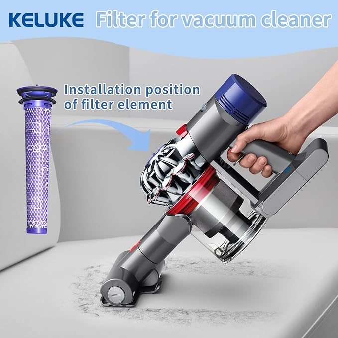 keluke Vacuum Filter Replacement Kit Compatible with Dyson V7, V8 Animal, V8 Absolute & SV10 Cordless Vacuum Cleaners, Replaces Part # 965661-01 & 967478-01 (8P)