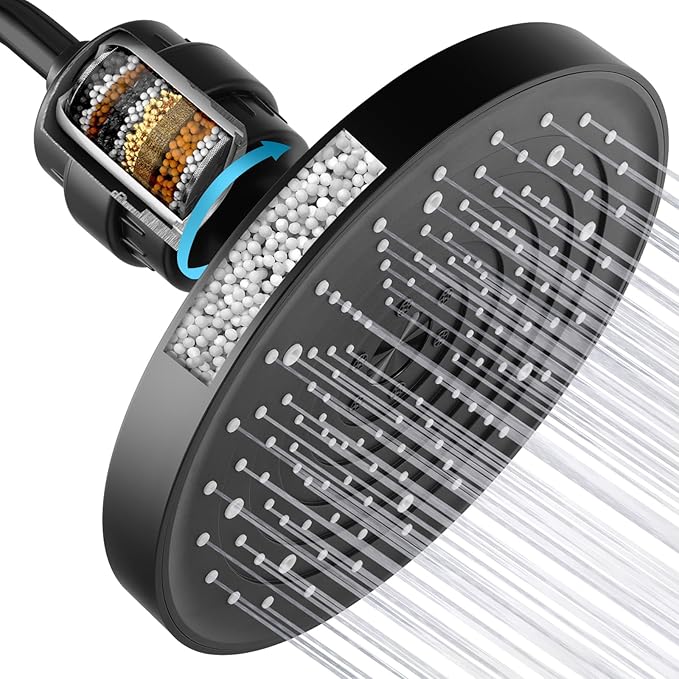 10IN Filtered Shower Head with Handheld High Pressure Showerhead, Detachable Shower Head,Rain Shower Heads with Filters to Remove Chlorine,15 Stage Shower Filter Head for Hard Water