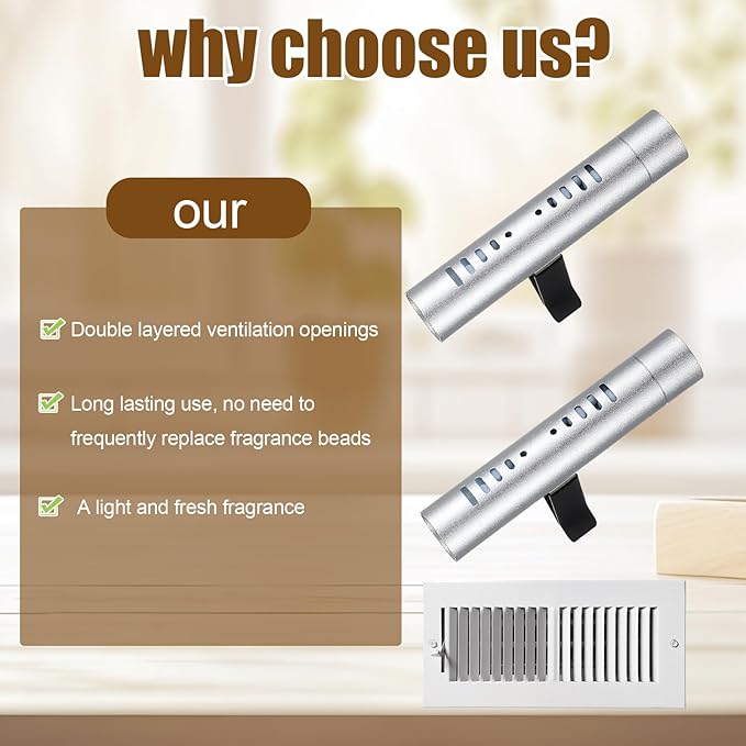 Weysat 6 Pcs Whole House Air Freshener Passive Essential Diffuser Vent Clips Easier Placement Adjustable HVAC Furnace Filter Scents Fragrance System for HVAC Vents Extender for Entire Home Bathroom