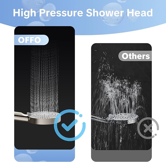 OFFO Filtered Shower Head with Handheld, 20 Stage Shower Head with Filters with 60" Stainless Steel Hose & Holder, 4” High Pressure 6-Mode to Remove Chlorine, Brushed Nickel