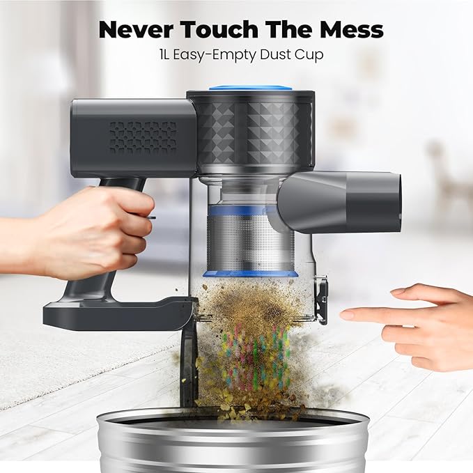 Cordless Vacuum Cleaner, Powerful Lightweight Stick Vacuum with Self-Standing, Anti-Tangle, 8-in-1 Rechargeable Vacuum Cleaners for Home, Hardwood Floors, Carpet, Pet Hair