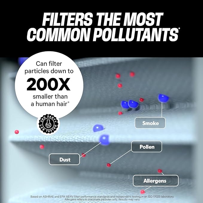 PuroAir MegaFilter - 14x14x1 Air Filter MERV 13 Activated CarbonTech Defense - Heavy Duty 3 Layer Furnace Filters Allergens, Pollen, Dust, Pet Dander, Smoke, Odors - HVAC Air Filter 14x14x1 (4-Pack)