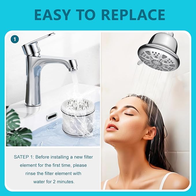 H5H117 Multi-Stage Shower Filter Compatible with MakeFit-H5H117 Filtered Shower Head for Hard Water Softener-7 Settings Bathroom Rain Showerhead to Filter Chlorine and Heavy Metals,3 Pack