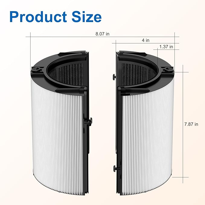 2 Pack Upgraded 360° Combi Glass HEPA+Carbon Filter for Dyson HP1 HP2 PC1 PC2 TP04 TP06 TP07 TP09 TP10 TP7A HP04 HP06 HP07 HP09 HP10 HP4A HP7A PH01 PH02 PH03 PH04 PH3A filter replacement, #965432-01