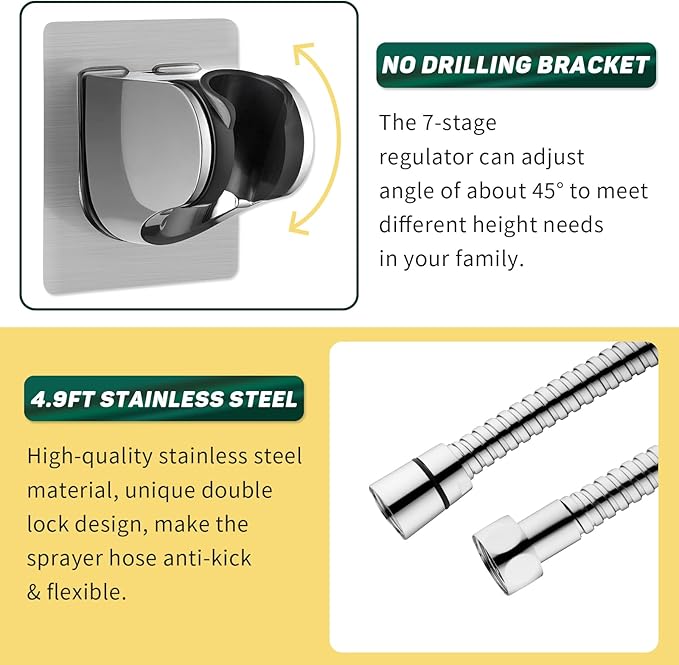 CECEFIN Kitchen Faucet Hose Attachment, 4-Mode ON/Off Sink Sprayer Head with Filter, 4.9Ft Stainless Steel Hose, Water Saving Aerator w/ 3-Way Diverter Valve for Hair Washing Laundry Room & Pet Shower