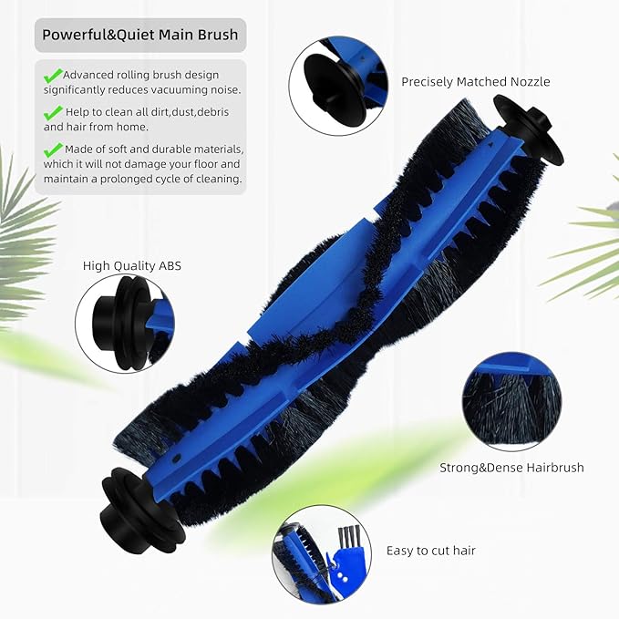 Spare Accessories Compatible with eufy 11S, 25C, 30C Slim Robotic Vacuum Cleaner NOT for Max/G/L Series Replacement Parts Include: 1 Roller Brush 6 Edge Brushes 6 Filter Foam Kit
