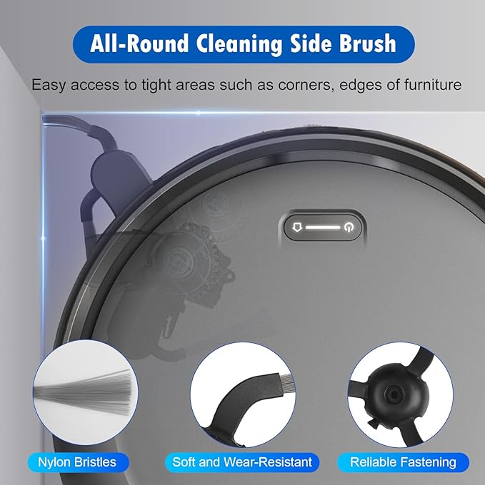 Accessories Kit Compatible with Self-Empty eufy C10 Robot Vacuum, 15 Pcs Replacement Parts Include 1 Main Brush, 4 Dust Bags, 4 Washable Filters, 4 Side Brushes, 1 Cleaning Tool and 1 Screwdriver