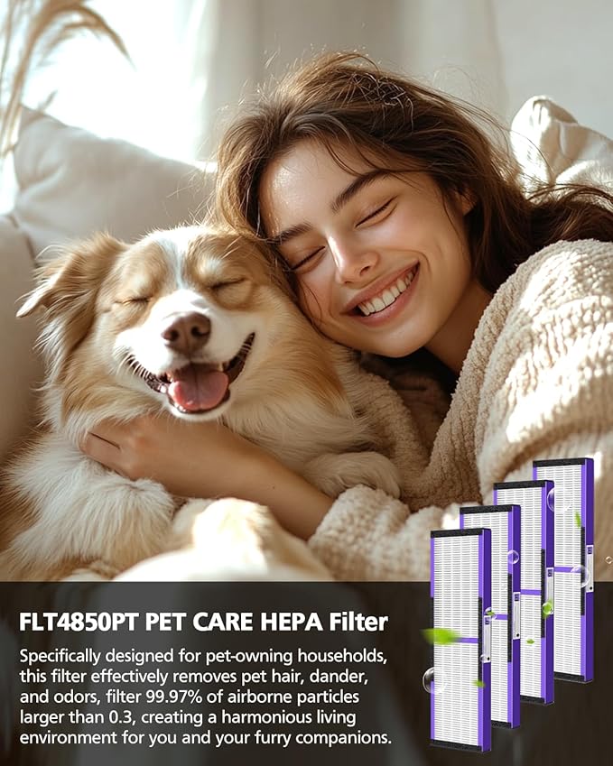 4 Pack FLT4850PT PET CARE Filter B Replacement Compatible with Guardian HEPA Air Purifier AC4825 AC4825E AC4300 AC4800 AC4900 AC4850PT AC4850 FLT4825