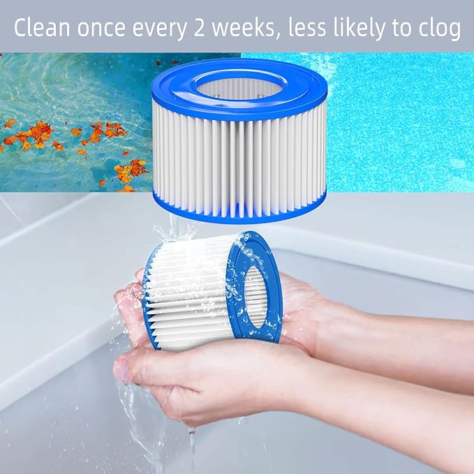 Pool Filter Cartridge Size VI for Bestway, Lay-Z-Spa, Coleman SaluSpa 90352E 58323, 6 Pack