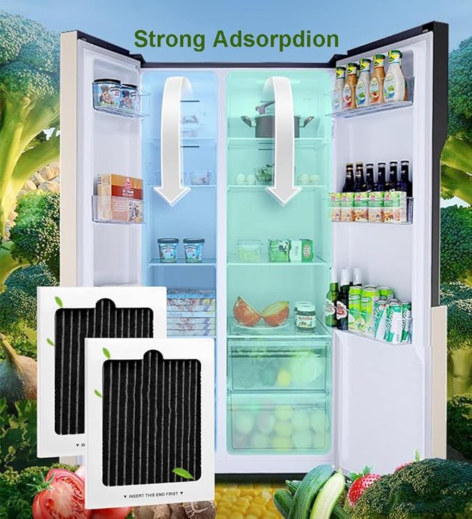 4 Pack Refrigerator Air Filter Replacement Carbon Activated Air Filter Compatible with Frigidaire and Electrolux Fridge, Replaces SCPUREAIR2PK, EAFCBF Replace 242061001, 242047804