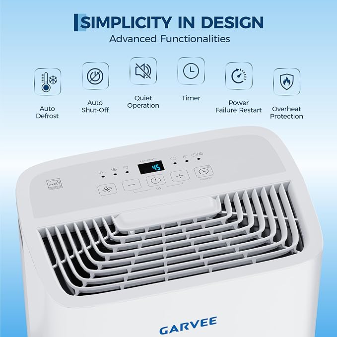 Garvee 35 Pint Dehumidifier for up to 4,500 Sq Ft, with Reusable Air Filter Control, Compact for Home, Basement, Large Rooms, Bathroom