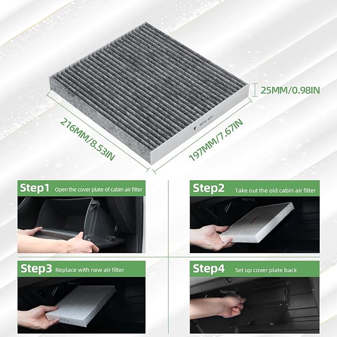 CF11671 Cabin Air Filter With Activated Carbon Compatible with RAM 1500 2500 3500 2016-2025, RAM 4500 5500 2016-2025, MAZDA CX-7 2007-2012(3 Pack)