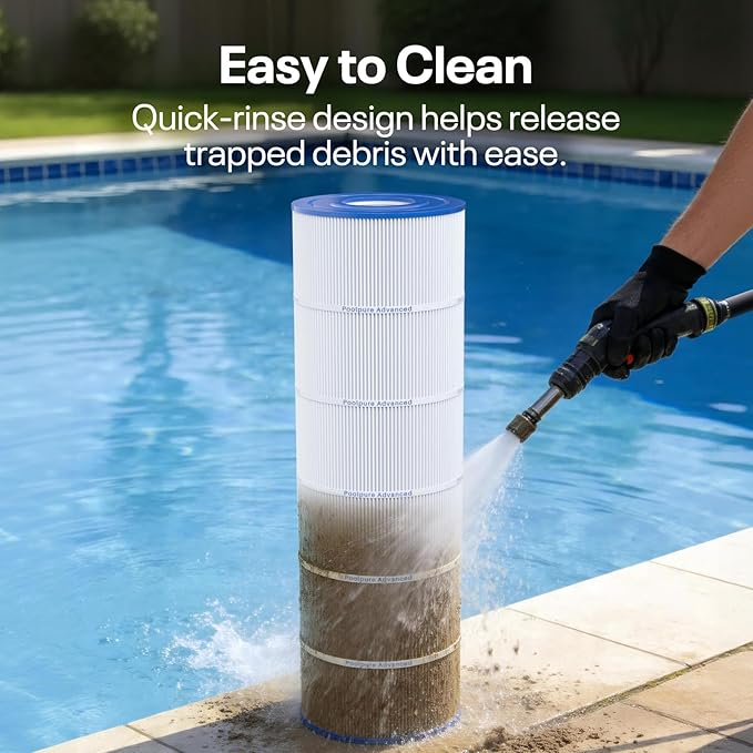 POOLPURE PLF175A Pool Filter Replaces Hayward C1750, CX1750RE, PA175, Ultral-B4, Unicel C-8417, Filbur FC-1294, Sta-Rite PXC175, 817-0175P, L x OD: 28 3/16" x8 15/16", 175 sq.ft Cartridge