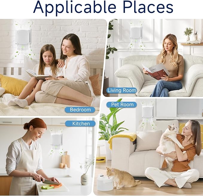 Plug In Air Ionizers - 2 Pack Quiet Negative Ion Air Purifier, Air Fresheners for Home, Bedroom, Office, Kitchen - Portable Air Purifiers Portable Odor Eliminator for Smoke, Dust, Pet Smell