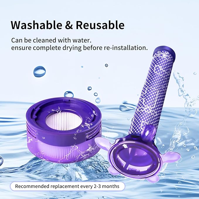 keluke Vacuum Filter Replacement Kit Compatible with Dyson V7, V8 Animal, V8 Absolute & SV10 Cordless Vacuum Cleaners, Replaces Part # 965661-01 & 967478-01 (V8 Slim 4P)