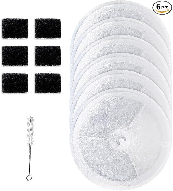 Upgraded Filter Unit 3.0 Pet Cat Water Fountain Filters Fit For E versweet Solo 2/Solo SE, E versweet 3 Pro/2S/3, Including Replacement Filters (6 pcs) and Replaced Foam Pump Filter(6 pcs)