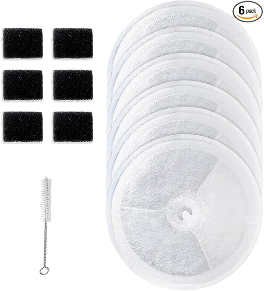 Upgraded Filter Unit 3.0 Pet Cat Water Fountain Filters Fit For E versweet Solo 2/Solo SE, E versweet 3 Pro/2S/3, Including Replacement Filters (6 pcs) and Replaced Foam Pump Filter(6 pcs)