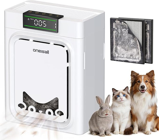 oneisall Air Purifiers for Home Pets with Double-Sided H13 HEPA Washable Filters, Large Rooms Up to 2200Ft², Air Purifier for Dander,Odors, Pet Fluff Hairs,Smoke,Dust,PP02