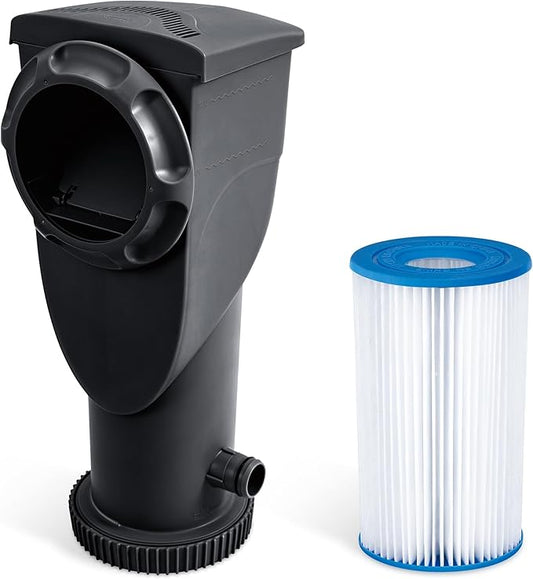 Summer Waves P53FX150K SkimmerPlus 1500 Gallon Above Ground Framed Swimming Pool Water Cleaning Filter Pump System, Black