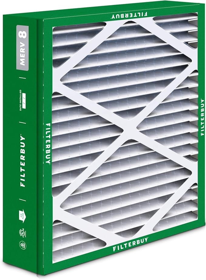 Filterbuy 21x23.5x5 Air Filter MERV 8 Essential Dust & Allergy Defense (2-Pack), Pleated HVAC AC Furnace Filters for Trane Perfect Fit & American Standard (Actual Size: 20.00 x 23.09 x 4.97)