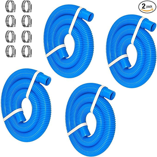 1.5" x 59" Pool Hoses for Above Ground Pools, Replacement Hose with Stainless Steel Clamps and Pipe Holders, Compatible with Intex, Coleman and Bestway Pool Pumps & Filters (4 pack Blue)