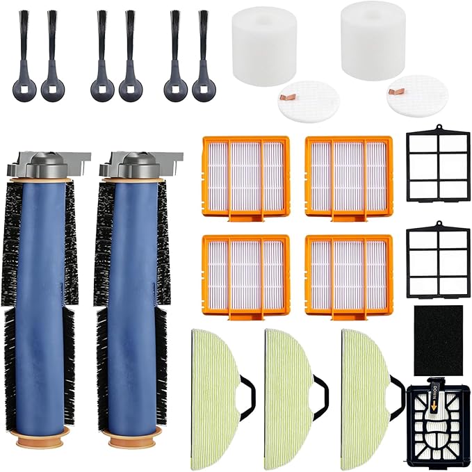 Replacement Parts Accessories for Shark AV2610WA RV2610WA Matrix Plus 2- in-1 Robot Vacuum Cleaner,2 Main Brush,4 Filters,3 Mop Pads,6 Side Brushes,2 Pre Filter,&1 Pre-Motor 2 Foam Filter