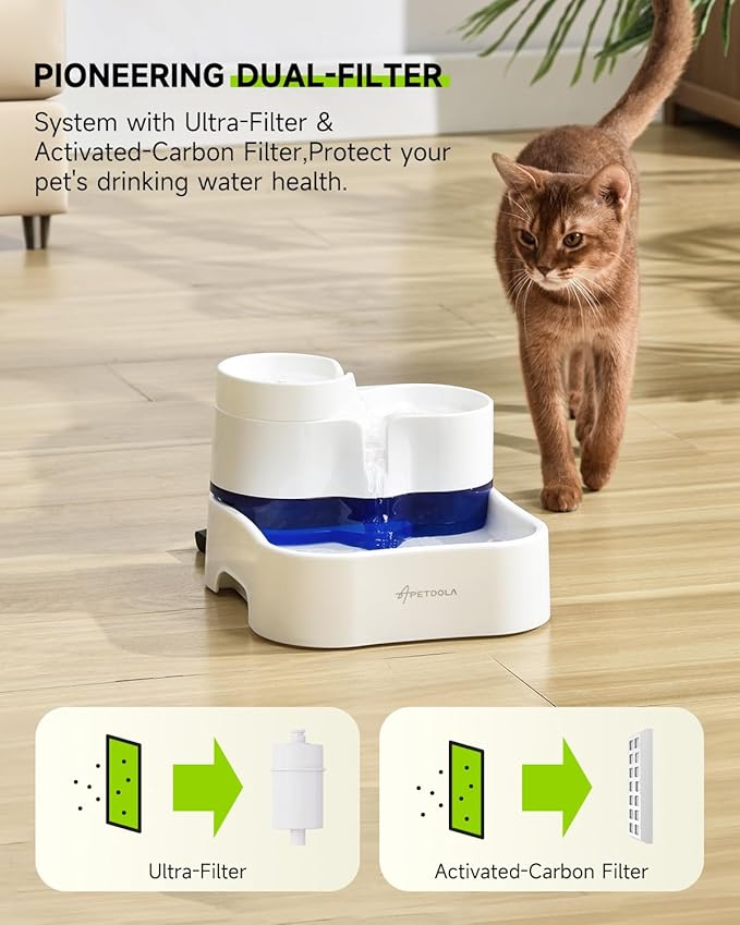 Dog Water Fountain Filter,2 Pack Ultra Reach Human Drinking Grade for Cat Fountain 101 fl oz, Replacement Filters with 4 Pack Activated Carbon Filters, Lifespan Up to 90 Days