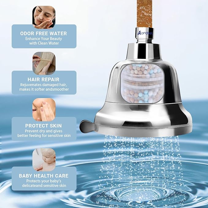 Filtered Shower Head - Water Softener Shower Head - Shower Filter for Hard Water Remove | Reduces Impurities Chlorine and Harmful Substances - Chrome