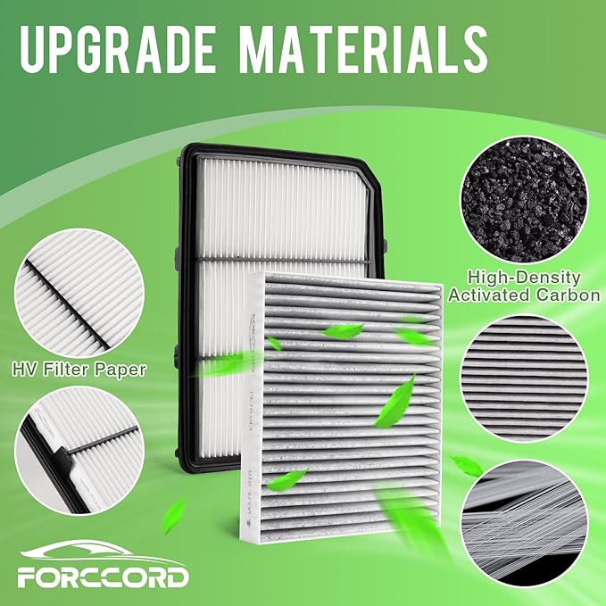 Cabin & Engine Air Filter Fit for 2017-2024 Nissan Titan V8 5.6L Activated Carbon Cabin Filter Replace#CF10743 16546-EZ31A Car Accessories