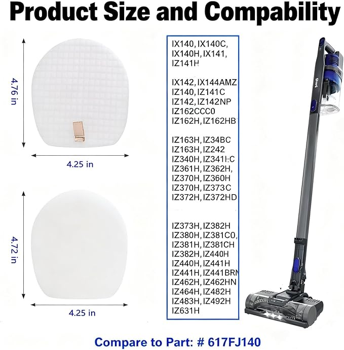 IX141 Vacuum Filters Replacement for Shark IZ362H IZ377H IX140 IX141 IZ140 IZ142 IZ162H IZ163H UZ145 Rocket Pet Pro Cordless Stick Vacuums.Comapre to Part # 617FJ140, 2 Foam & Felt Filters