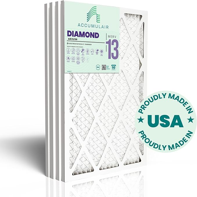 Accumulair Diamond 24x24x1 MERV 13 HVAC Air Filter (4-Pack) | Replacement Air Filter for AC and Furnace | Made in USA | Actual Size 23.75 x 23.75 x 0.75