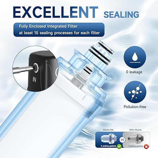 AQUALTRA USF01-BK Under Sink Water Filter System, 12K Gal, NSF/ANSI/CAN 372 Certified, Reduces PFOA, PFOS, Chlorine, Lead, Mercury, Chloramine, Fluoride, Microplastics Particles, Bad Taste & Odor