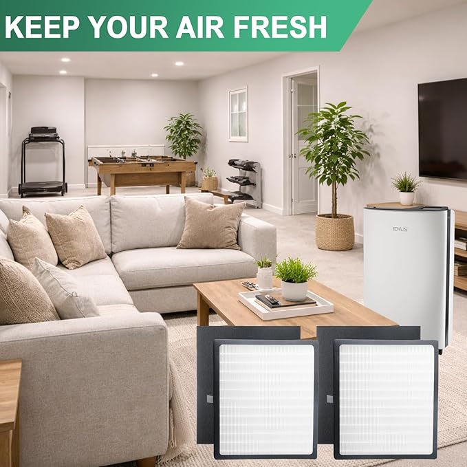 Gekufa Replacement Filter D Compatible with Idylis IAF-H-100D, IAP-10-280, 1AP10280, AC-2118, AC-2123 for Idylis Air Purifiers Include 2 Filters & 2 Carbon Filters