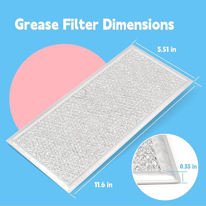2Pcs W10575379 W11190170 12-Laye Aluminum Mesh Downdraft Range Hood Grease Filter Compatible With Whirlp 5.5 x 11.63 x 0.09 Inches