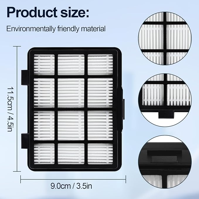 4 Pcs HEPA Filters Replacement Parts for Eureka NEN180 & NEN186BL Bagless Canister Vacuum Cleaner Accessories