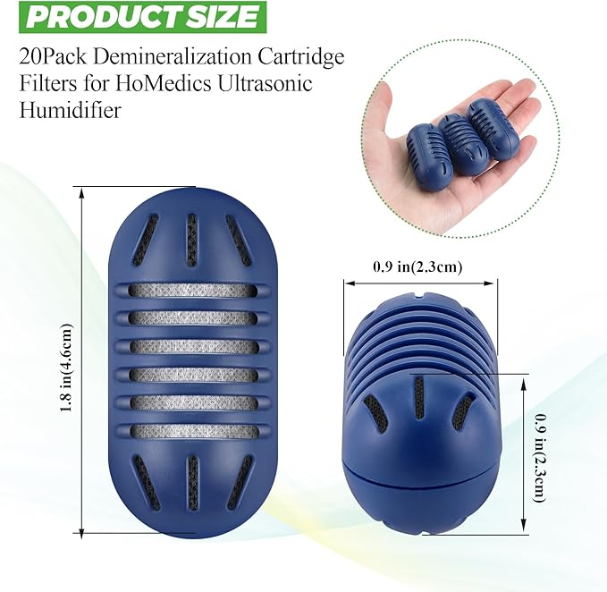 20Pack Demineralization Cartridge Filter UHE-HDC4 for HoMedics Ultrasonic Humidifiers by Techecook, Uhe-hdc4 Demineralization Cartridge for Humidifiers Purifies Water| Filter Mineral Deposits