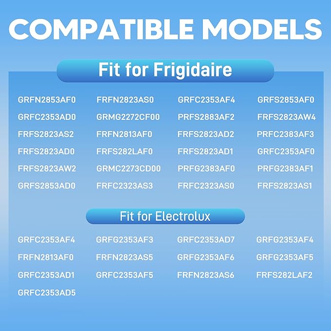 9 Pack FRGPAAF2 RAF-2 Refrigerator Air Filter for Frigidaire Pure air FRGPAAF2 Air Filter Replacement Fridge AF2 FRFS2823AS FRFS2823AW FRFN2823A GRFS2853AD GRFS2853AF0 FRFC2323AS FRFS2823AD