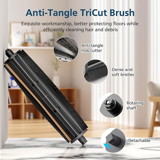 TriCut Brush for MOVA P10 Pro Ultra, E40 Ultra, P50 Pro Ultra, for Dreame L40 Ultra, D30 Ultra, X40 Ultra, D10 Plus Gen 2, L10s Ultra/Pro Ultra, C20 Plus, L20 Ultra, L30 Ultra, X30 Ultra, D9 Max Gen 2