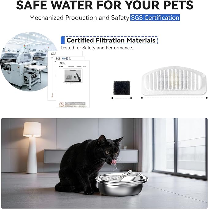 ORSDA Cat Water Fountain Filters, ORSDA Replacement Filters Carbon, Resin Filter ONLY for D30 67oz/2L Automatic Cat Fountain Dog Water Dispenser, 4 Filtration System (6 PCS Filters）