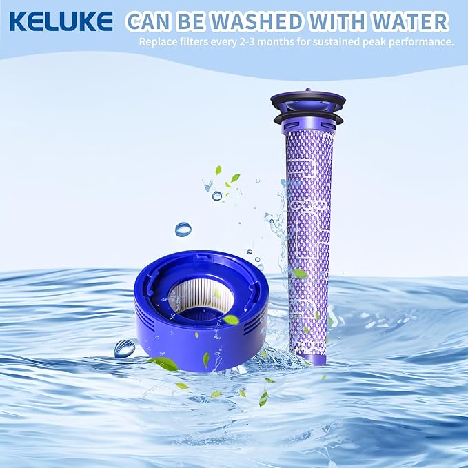 keluke Vacuum Filter Replacement Kit Compatible with Dyson V7, V8 Animal, V8 Absolute & SV10 Cordless Vacuum Cleaners, Replaces Part # 965661-01 & 967478-01 (8P)