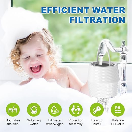 Bath Filter for Tub - KDF-55 Bath Water Filter for Tub Faucet, Removes Most Chlorine, Lead, Fluoride and Heavy Metals | Hard Water Softener, Improves Skin, Hair and Nails (White)