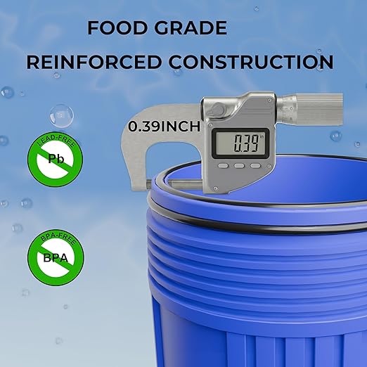 20" x 4.5" Whole House Water Filter Housing with Bottom Drain Port - 1" NPT Brass Ports, BPA-Free Blue Sump, Double O-Ring Leak-Proof - Fits All Standard 20x4.5 Filters