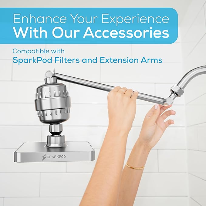 SparkPod Shower Head - High Pressure Rain - Premium Quality Luxury Design - Easy Clean Adjustable Replacement for Your Bathroom Shower Heads (Polished Chrome Finish, 6 Inch Square)