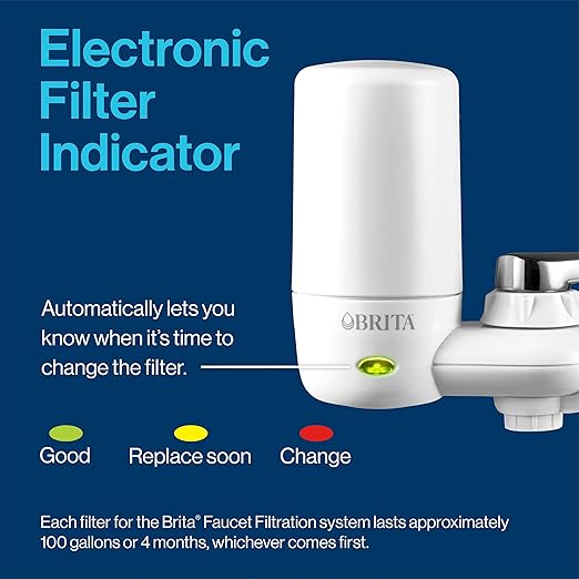 Brita Faucet Mount Water Filter System, White, No-Wait Filtration, Easy Install, Multi-Use Tap Water Filter for Kitchens, Bathrooms & Small Spaces