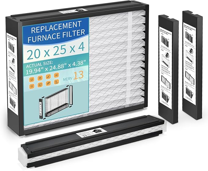 2-Pack 20x25x4 Replacement Air Filter for Honeywell FC100A1037 MERV 13 Allergy & Dust Defense, Pleated HVAC AC Furnace Filters(Actual Size: 19.94 x 24.88 x 4.38 Inches)