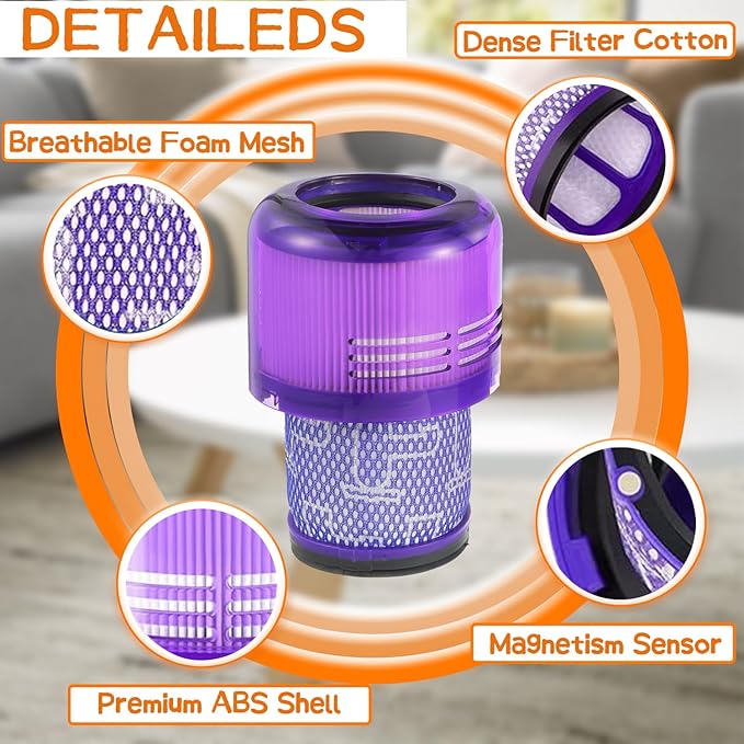 2 Pack V11 Vacuum Filters Replacement for Dyson V11 Animal, V11 Torque Drive,V11 Extra, V15 Detect V15s Detect Cordless Vacuum Cleaner Filter, Compare to Part 970013-02