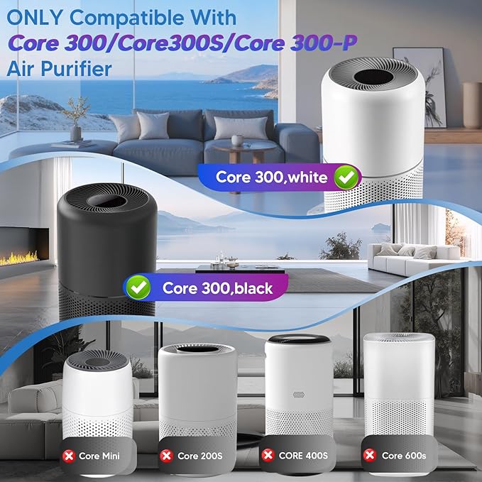 Improvedhand Core 300 Pet Care Replacement Filter for LEVOIT Core 300S and Core 300-P Air Purifier, 3-in-1 Great High-Efficiency Materials With Activated Carbon Filter, 2 Pack, Yellow