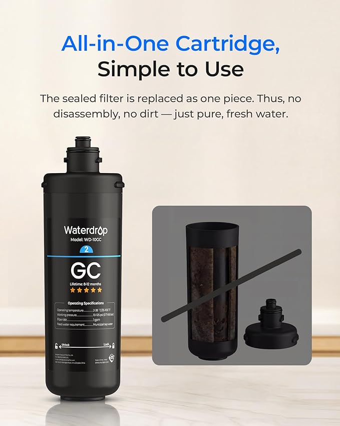 Waterdrop TSA 3-Stage Replacement Water Filter, 3-Pack (2 x 10PP, 1 x 10GC), Replacement for Waterdrop TSA & TSB & TSA-UF & TSB-CM 3-stage Under Sink Water Filtration System