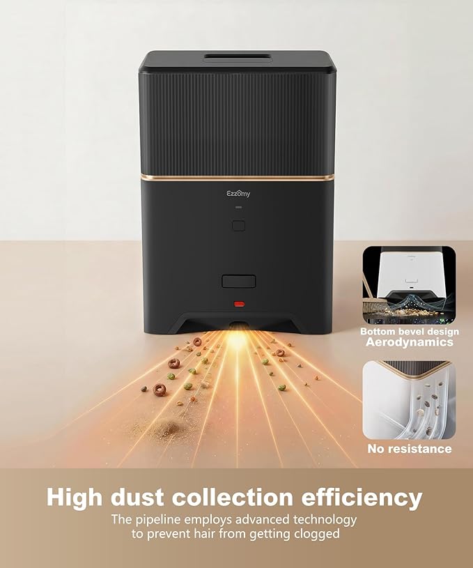 Touchless Vacuum Automatic Dustpan, Bagged Design with Replaceable Dust Bags, Up to 3-Month No Cleaning, 26,000Pa Powerful Suction, One-Touch Auto & Manual Mode for Pet Hair Kitchen & Salon