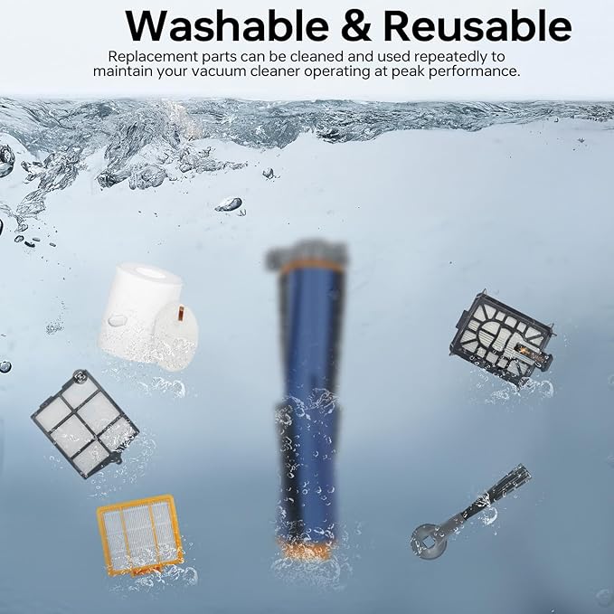 Replacement Parts Compatible with Shark AI AV2501S AV2511AE AV2501AE RV2502AE RV2610WA AV2510AOUS RV2520AOUS Robot Vacuum Cleaner, 2Main Brush, 4 motor pre-filters, 4Foam Filters, 8Side Brushes